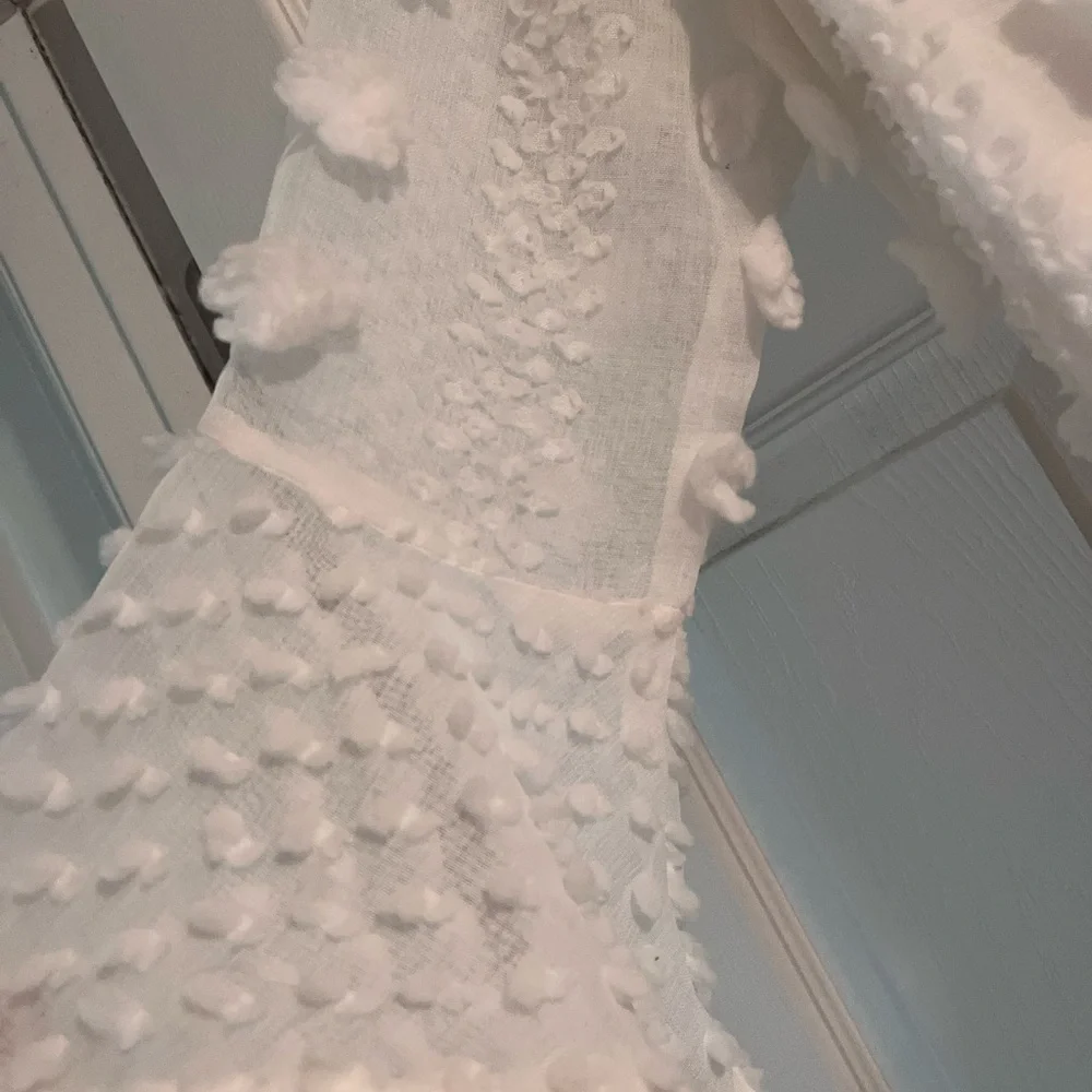 White Textured Ruffle Dress - Picture 5 of 11